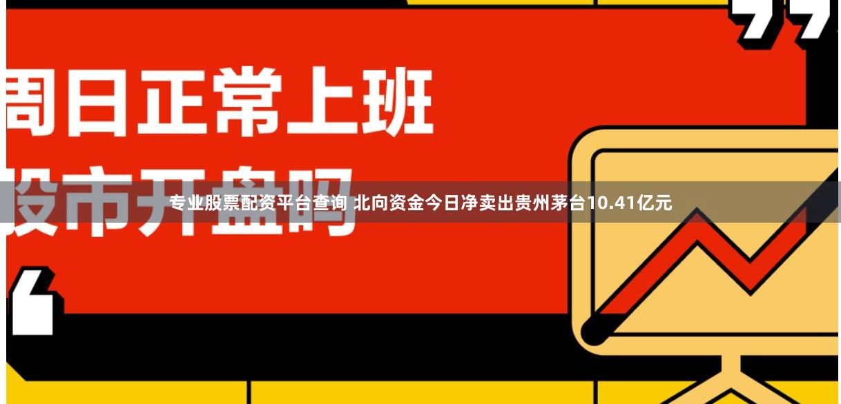 专业股票配资平台查询 北向资金今日净卖出贵州茅台10.41亿元